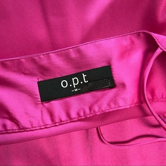 O.P.T. 90s Y2K Barbie Hot Pink‎ Satin V-Neck Sleeveless Midi Slip Dress Size M - Picture 10 of 13